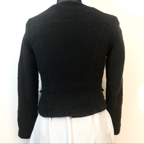 Mossimo Tweed Asymmetrical Zip Black Jacket | S - Picture 2 of 8